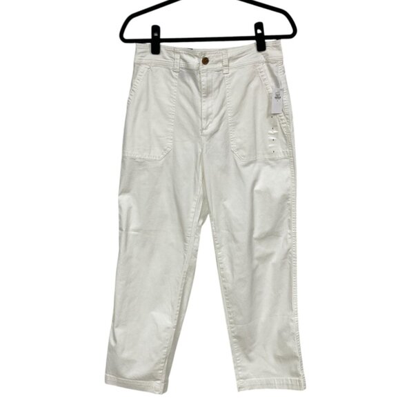 Gap Girlfriend White Khaki High Rise Pants, Size 6,‎ Measures 29.5 x 26.5, NEW - Picture 1 of 11